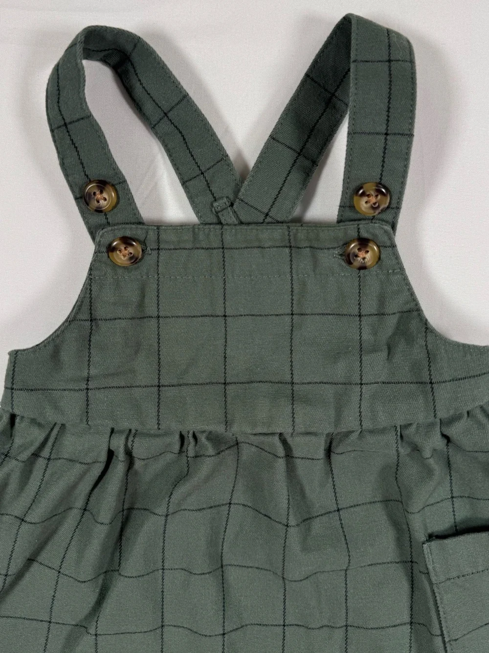CARTER’S Girls Jumper Dress 3-6M Pinafore Pocket Windowpane Cottagecore Preppy
